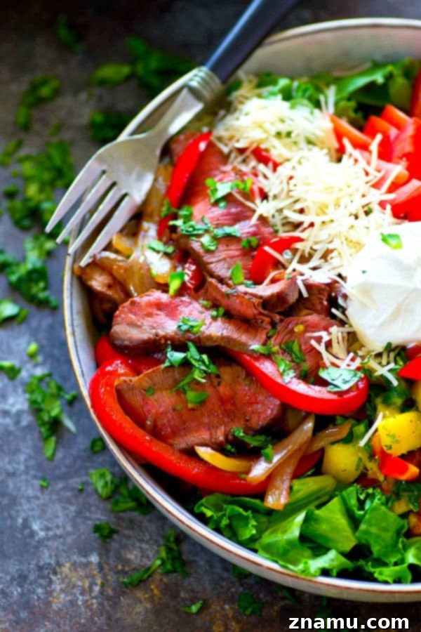Spiced Beef Fajita Salad with Tropical Mango Pico de Gallo 5 Fresh ingredients for grilled beef fajita salad