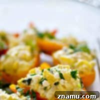 Creamy Spinach Artichoke Feta Stuffed Sweet Peppers, main recipe image