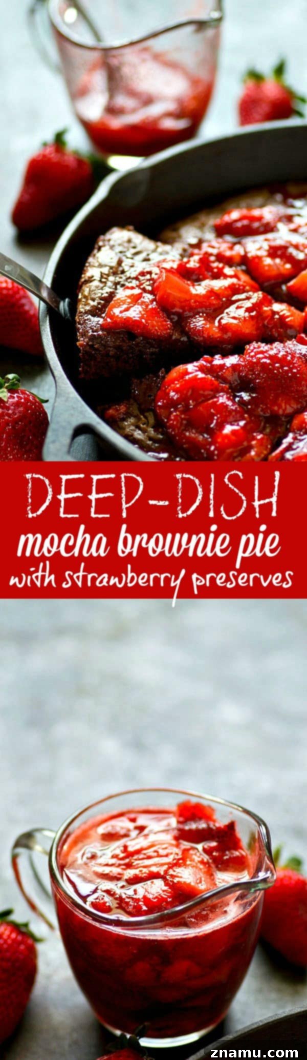 Epic Mocha Brownie Pie, Swirled with Strawberry 6 Generous slice of mocha brownie pie with strawberry preserves