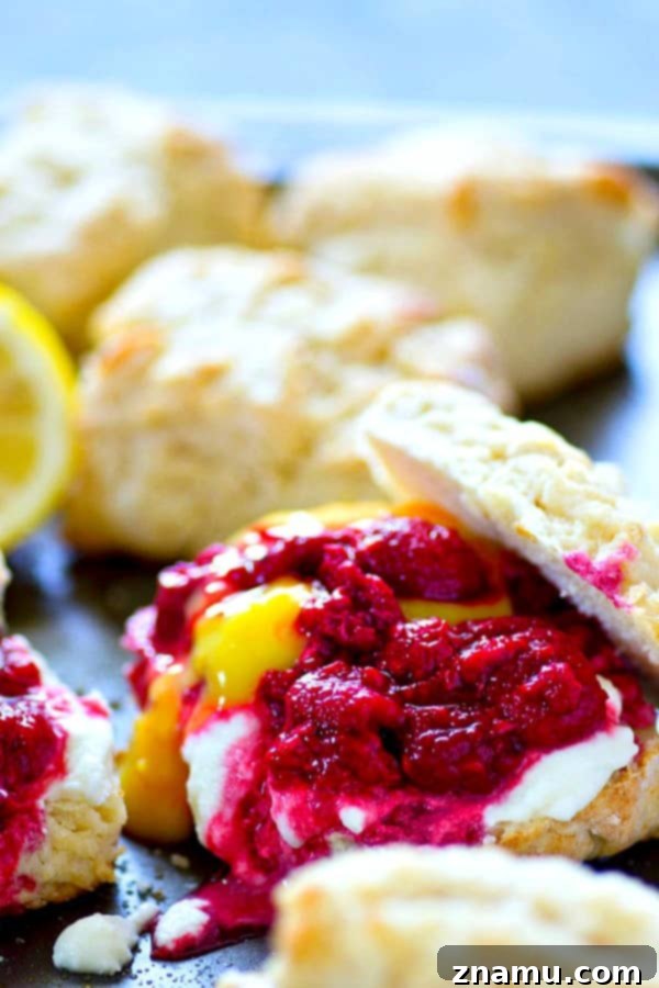 Bright Lemon Raspberry Shortcakes with Zesty Curd 4 Flaky homemade lemon butter biscuits are filled to capacity with tangy raspberries, creamy lemon curd, and lots of fluffy whipped cream for the ultimate summer lemon raspberry shortcakes!