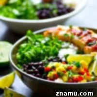 Chipotle Fish Taco Rice Bowls with Mango Salsa, a delicious and healthy meal.