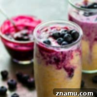 Blueberry Pie Cheesecake Overnight Oats in a jar