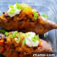 Loaded Turkey Chili Sweet Potato Boats 7 Turkey Chili Twice-Baked Sweet Potatoes - the PERFECT healthier way to get your chili fix! Soft sweet potatoes are packed with flavorful turkey chili, tons of cheese, and all your favorite chili toppings.