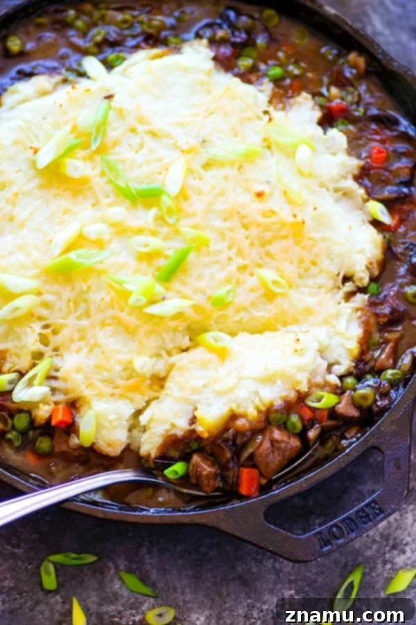 Guinness Shiitake Beef Shepherd's Pie 3 Guinness Shiitake Mushroom Steak Shepherd's Pie - Dark guinness beer, tender shiitake mushrooms, and juicy steak transform a classic comfort food into a SUPER cozy dinner that will find a permanent spot on the dinner menu!