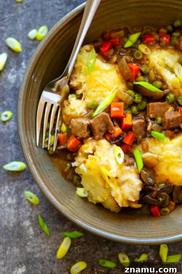 Guinness Shiitake Beef Shepherd's Pie 4 Guinness Shiitake Mushroom Steak Shepherd's Pie - Dark guinness beer, tender shiitake mushrooms, and juicy steak transform a classic comfort food into a SUPER cozy dinner that will find a permanent spot on the dinner menu!