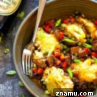 Guinness Shiitake Beef Shepherd's Pie 7 Guinness Shiitake Mushroom Steak Shepherd's Pie - Dark guinness beer, tender shiitake mushrooms, and juicy steak transform a classic comfort food into a SUPER cozy dinner that will find a permanent spot on the dinner menu!