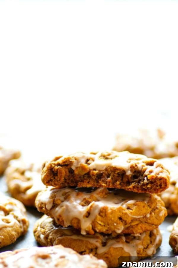 Frosted Gingerbread Oat Delights 5 Iced Gingerbread Oatmeal Cookies - Packed with irresistible gingerbread flavors, super chewy, and draped in sweet vanilla icing, these iced gingerbread oatmeal cookies are a holiday cookie tray necessity!