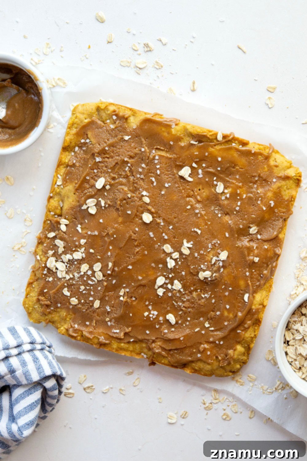 Salted Caramel Drizzled Pumpkin Oat Shortbread Bars 3 Soft and buttery oatmeal pumpkin shortbread bars with a salty caramel sauce drizzled on top are the ultimate fall treat!