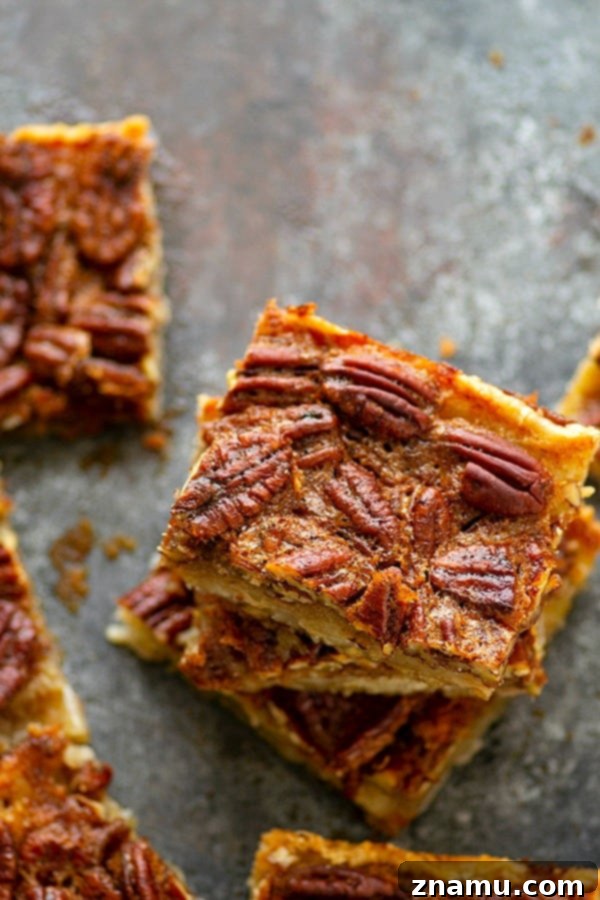 Golden Maple Pecan Slab 4 A close-up of the crispy pecan topping on a maple pecan slab pie
