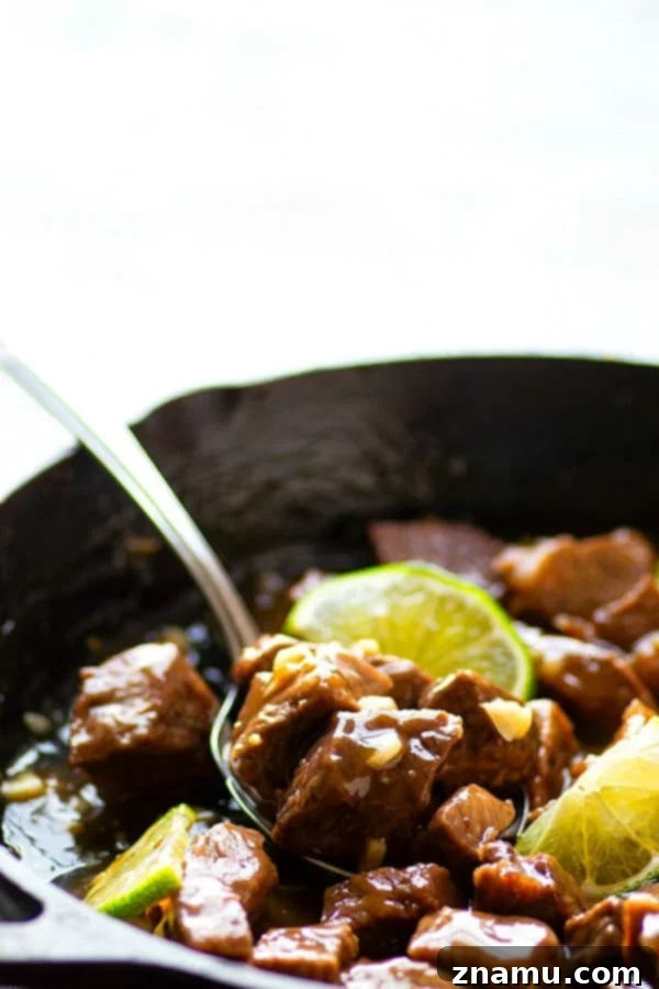 Zesty Sweet Garlic Steak Bites 5 Garlic Honey Lime Steak Bites - A tangy, garlicky honey lime sauce coats every inch of these addicting garlic honey lime steak bites! Perfect for an easy appetizer or pile them over hot rice for a full meal!
