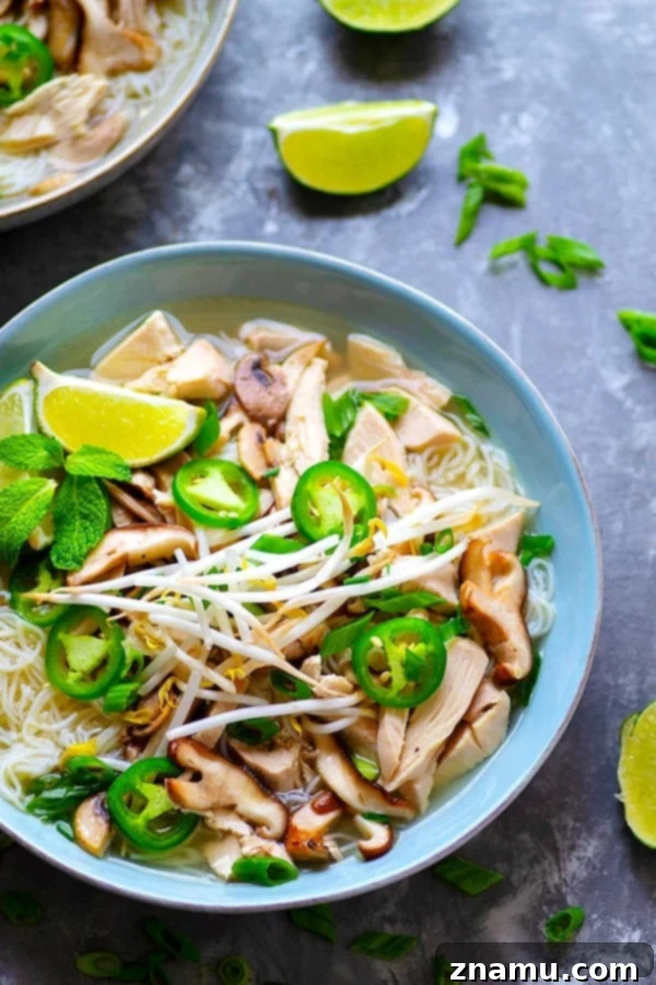 Umami Roast Chicken Pho 2 Shiitake Mushroom Roast Chicken Pho - Authentic Vietnamese pho is SO worth making at home for a date night and makes tons of awesome leftovers!