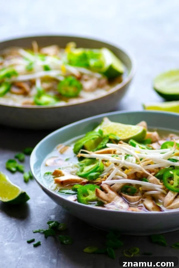 Umami Roast Chicken Pho 3 Shiitake Mushroom Roast Chicken Pho - Authentic Vietnamese pho is SO worth making at home for a date night and makes tons of awesome leftovers!