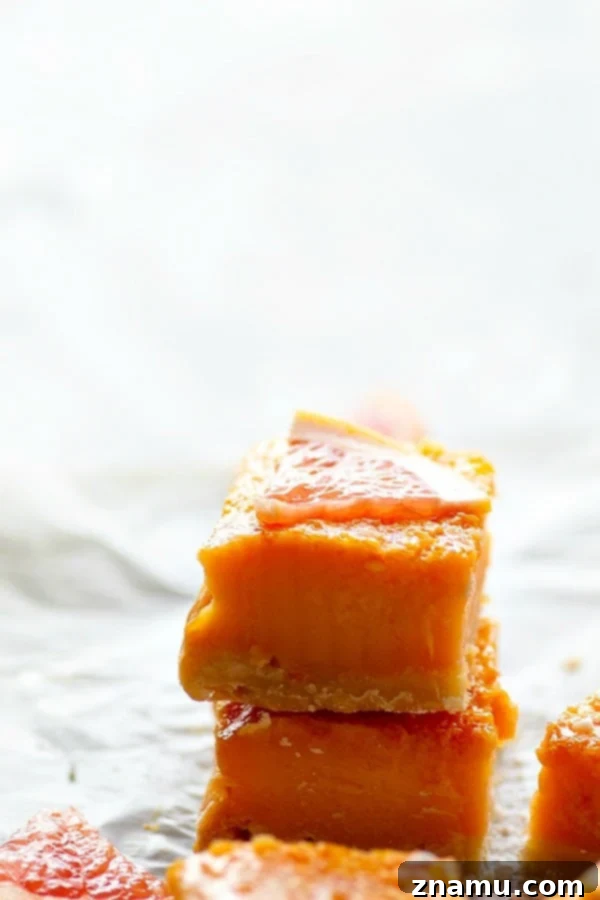 Sunshine Grapefruit Shortbread 4 Shortbread Grapefruit Bars arranged beautifully, ready to be served