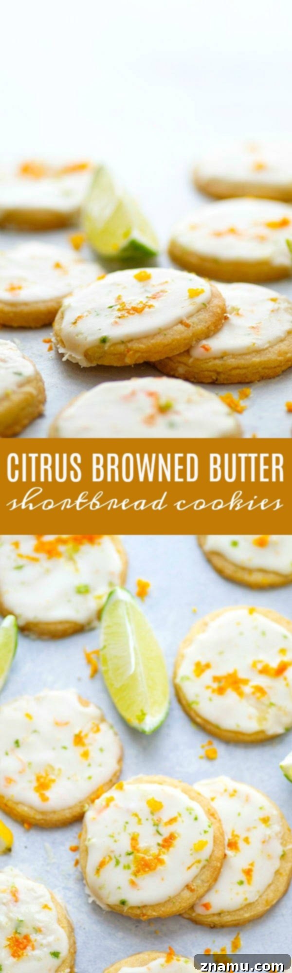 Zesty Brown Butter Shortbread 6 Assortment of spring-themed cookies including citrus browned butter shortbread on a decorative tray.