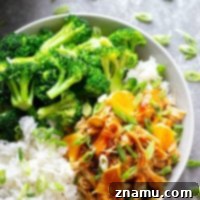 Instant Pot Shredded Orange Chicken Rice Bowls