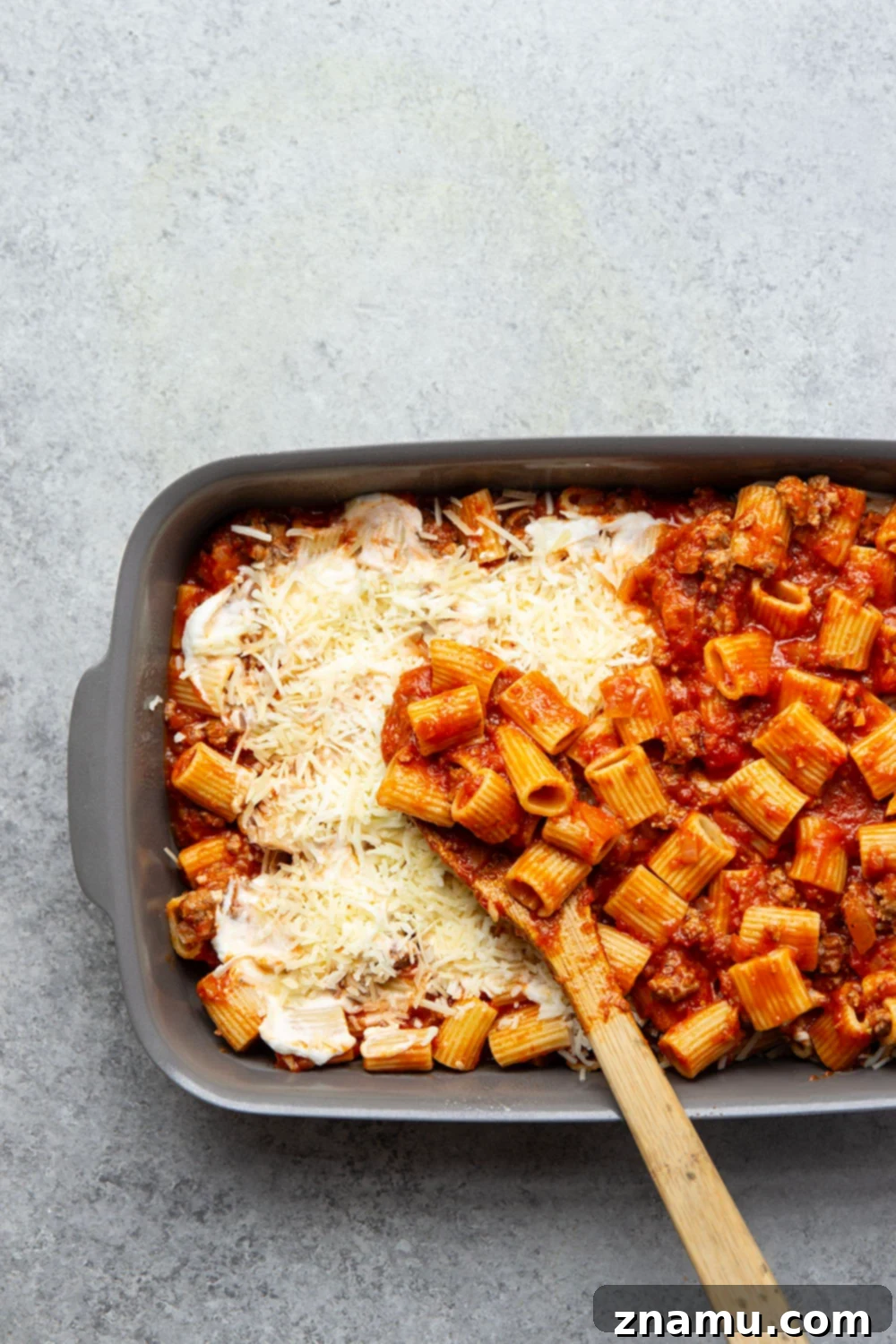 Ultimate Three-Cheese Beef Ziti 3 Baked in layers of 3 kinds of cheese and lots of hearty beef marinara sauce, this 3-cheese beef ziti is an easy weeknight dinner and everyone's favorite comfort food!