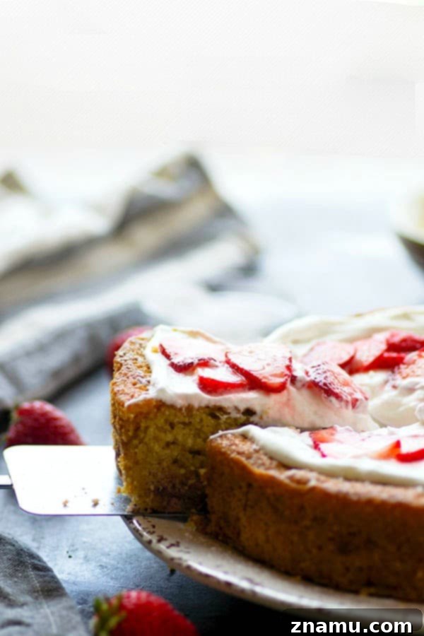 Nutty Butter Strawberry Cornmeal Cake 2 Rustic Browned Butter Strawberry Cornmeal Cake with berries