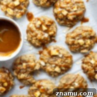 Salted Caramel Apple Oatmeal Cookies 8 Caramel Apple Oatmeal Cookies with homemade caramel drizzle