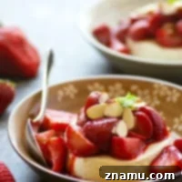 Velvety Greek Yogurt Panna Cotta with Honey-Kissed Strawberries 7 Silky greek yogurt panna cotta is piled high with juicy honey roasted strawberries for a luxurious no-bake summer dessert!