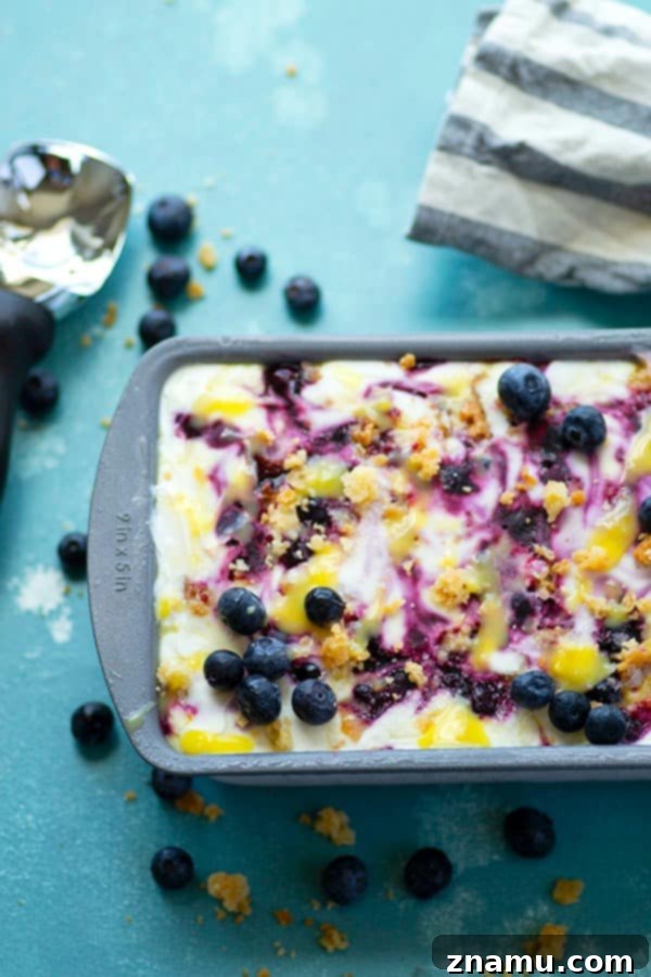 Effortless Lemon Blueberry Shortbread Frozen Yogurt 3 Swirls of fresh blueberry sauce, lemon curd, and shortbread cookie crumbs are an incredible trio of flavors in this no churn blueberry frozen yogurt!