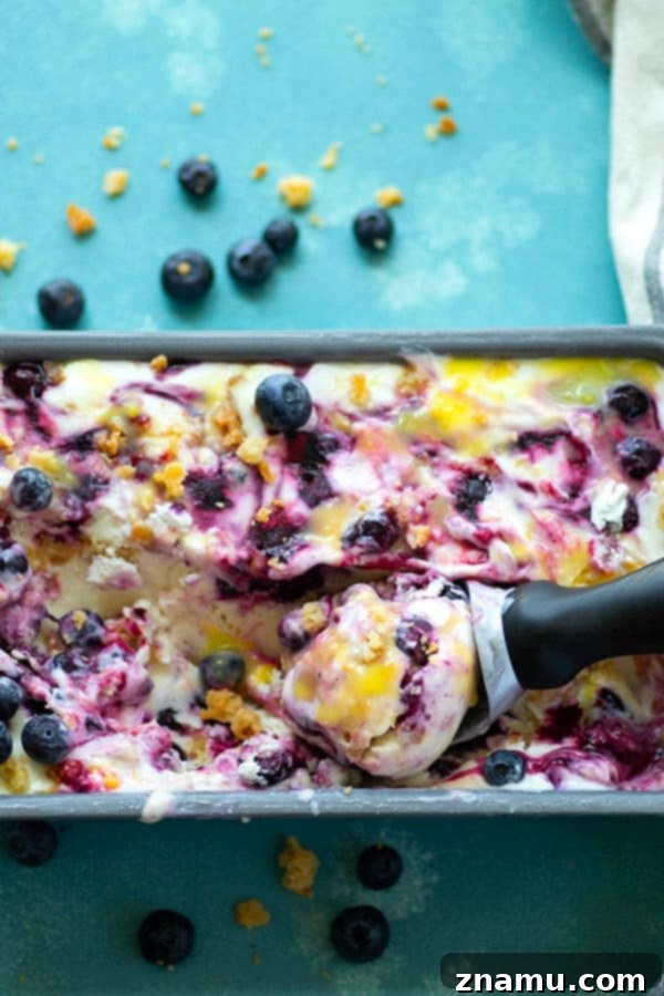 Effortless Lemon Blueberry Shortbread Frozen Yogurt 5 Swirls of fresh blueberry sauce, lemon curd, and shortbread cookie crumbs are an incredible trio of flavors in this no churn blueberry frozen yogurt!