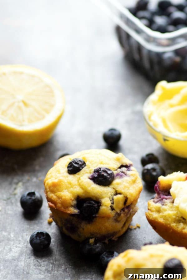 A close-up of a warm blueberry cornbread muffin being slathered with homemade lemon honey butter, emphasizing the soft texture and inviting aroma.
