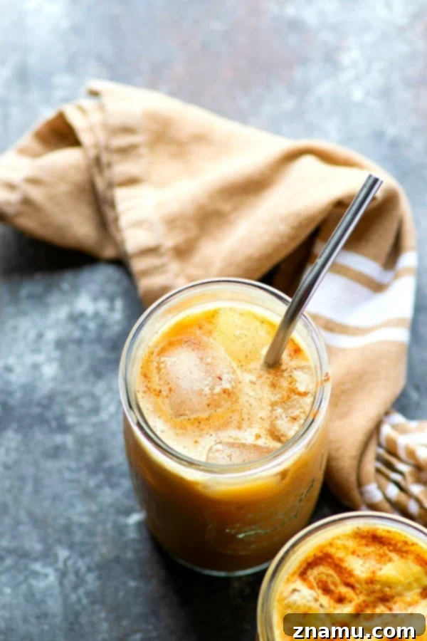 Decadent Salted Caramel Pumpkin Cold Brew Coffee 2 Pumpkin cold brew is the easiest fall coffee drink to make at home. A homemade salted caramel syrup, warming fall spices, and pumpkin take this creamy coffee drink over the top!