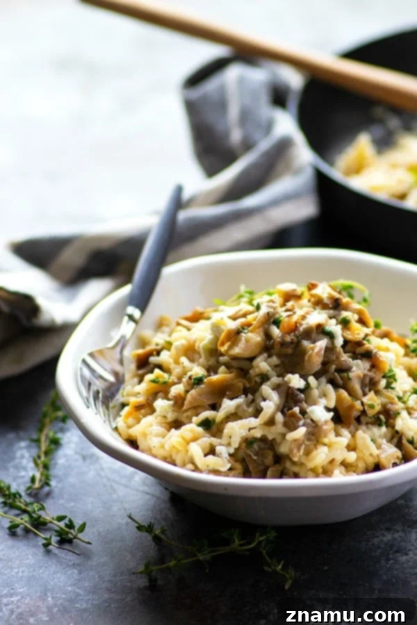 Flavorful garlic butter and tender shiitake mushrooms take this creamy goat cheese risotto to the next level! Ready in only 30 minutes in one pot!