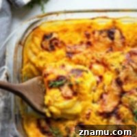 Flavorful roasted garlic and gooey brie cheese join forces in these insanely comforting butternut squash scalloped potatoes.--Less cream and lighter on the calories thanks to the butternut squash!