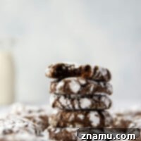 Deep Chocolate Molasses Crinkles 8 Delicious Chocolate Molasses Crinkle Cookies recipe image.