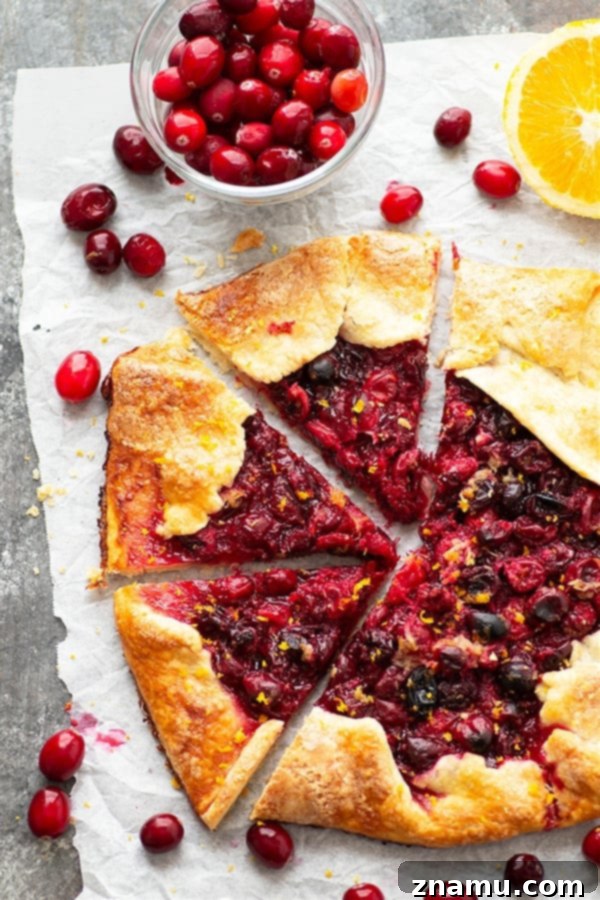 Ginger-Kissed Orange & Cranberry Galette 5 A freshly baked Orange Ginger Cranberry Galette cooling on a wire rack, showcasing its golden crust and caramelized fruit filling.