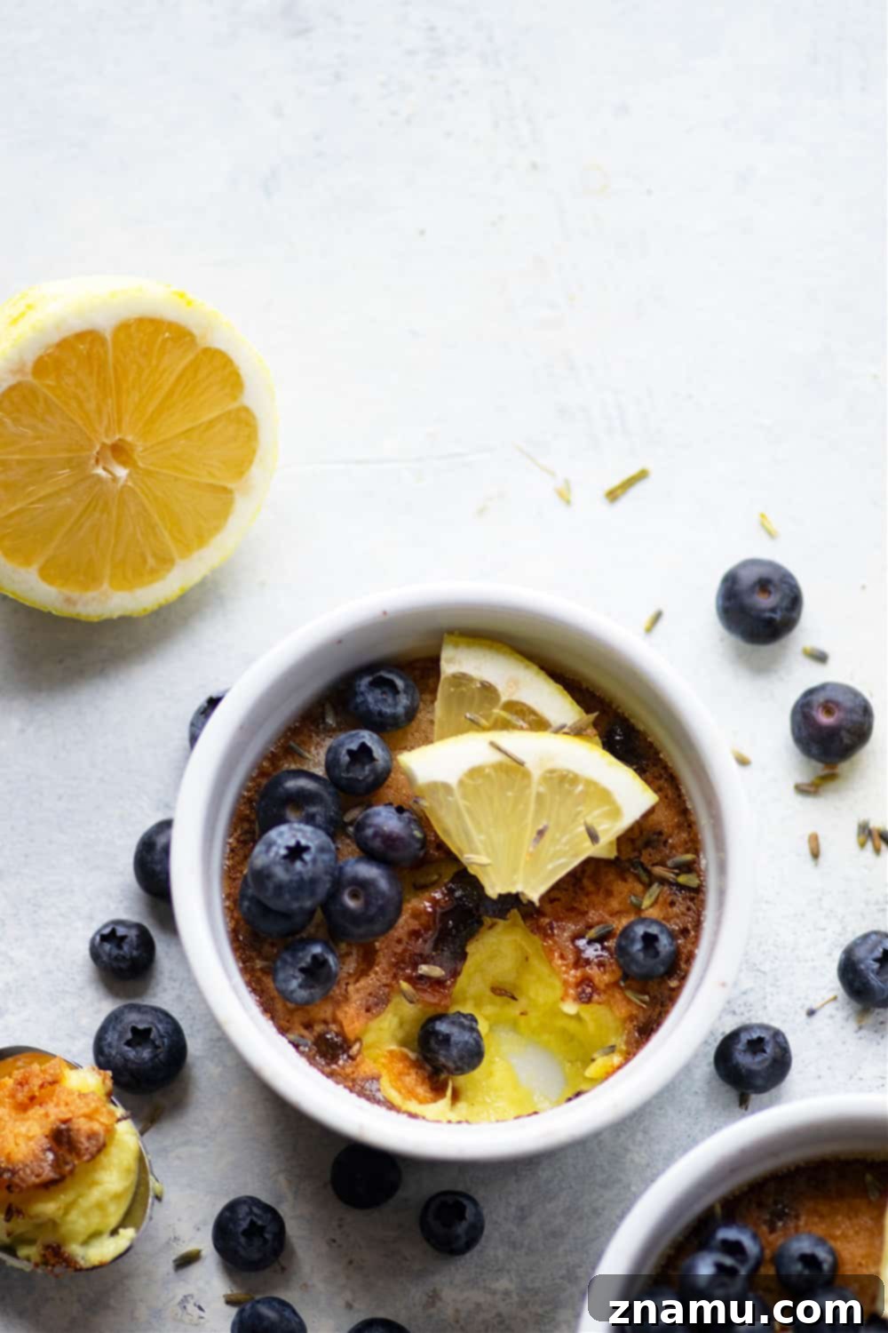 Sun-Kissed Lavender Lemon Brulee 4 Fragrant lavender and tangy lemon transform this lavender lemon creme brulee into a luxurious date night dessert! Tips and tricks included for baking a restaurant-quality creme brulee.