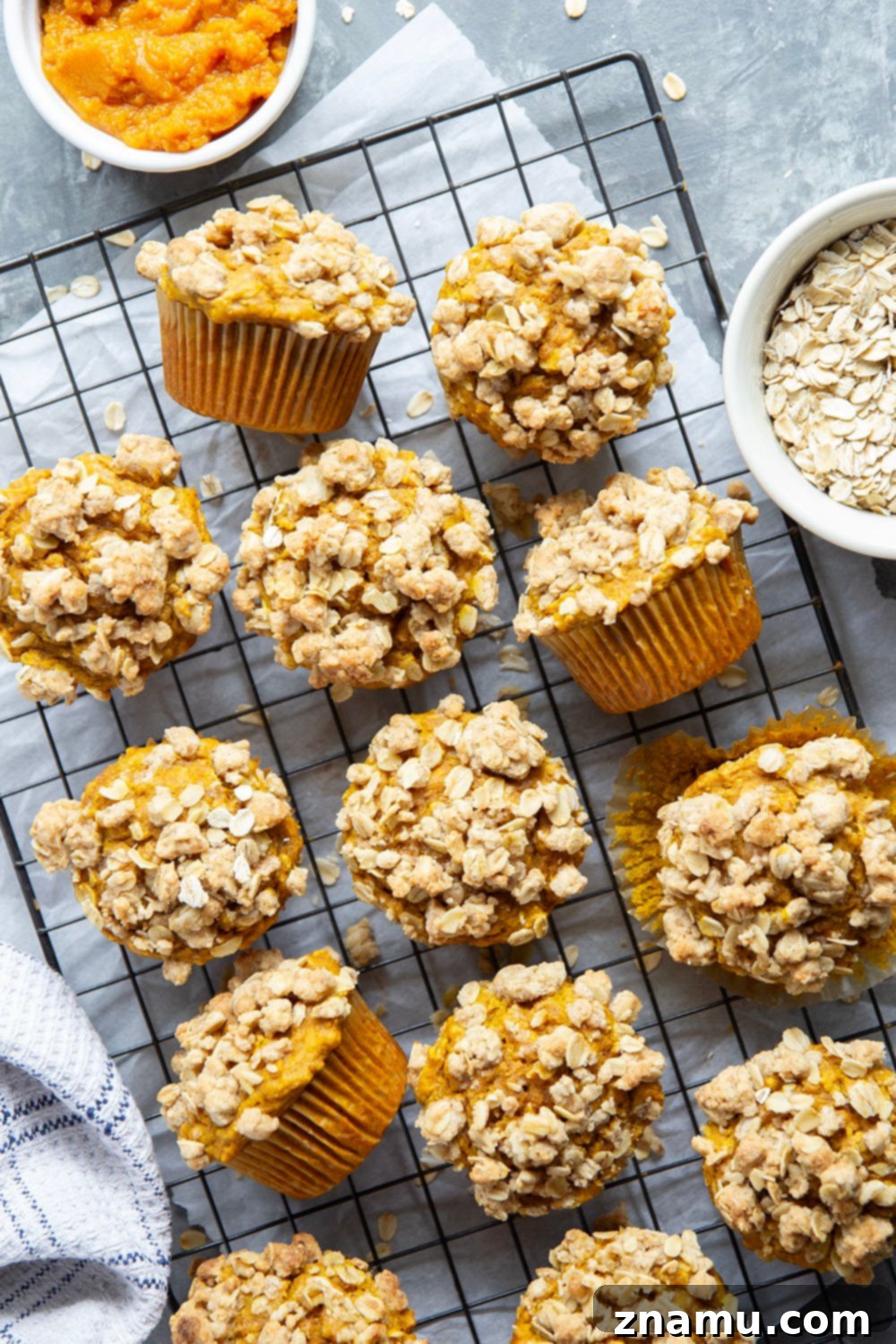 Rustic Pumpkin Oat Muffins 4 Soft and moist pumpkin oatmeal muffins are topped with a buttery oatmeal streusel and the perfect morning coffee sidekick!