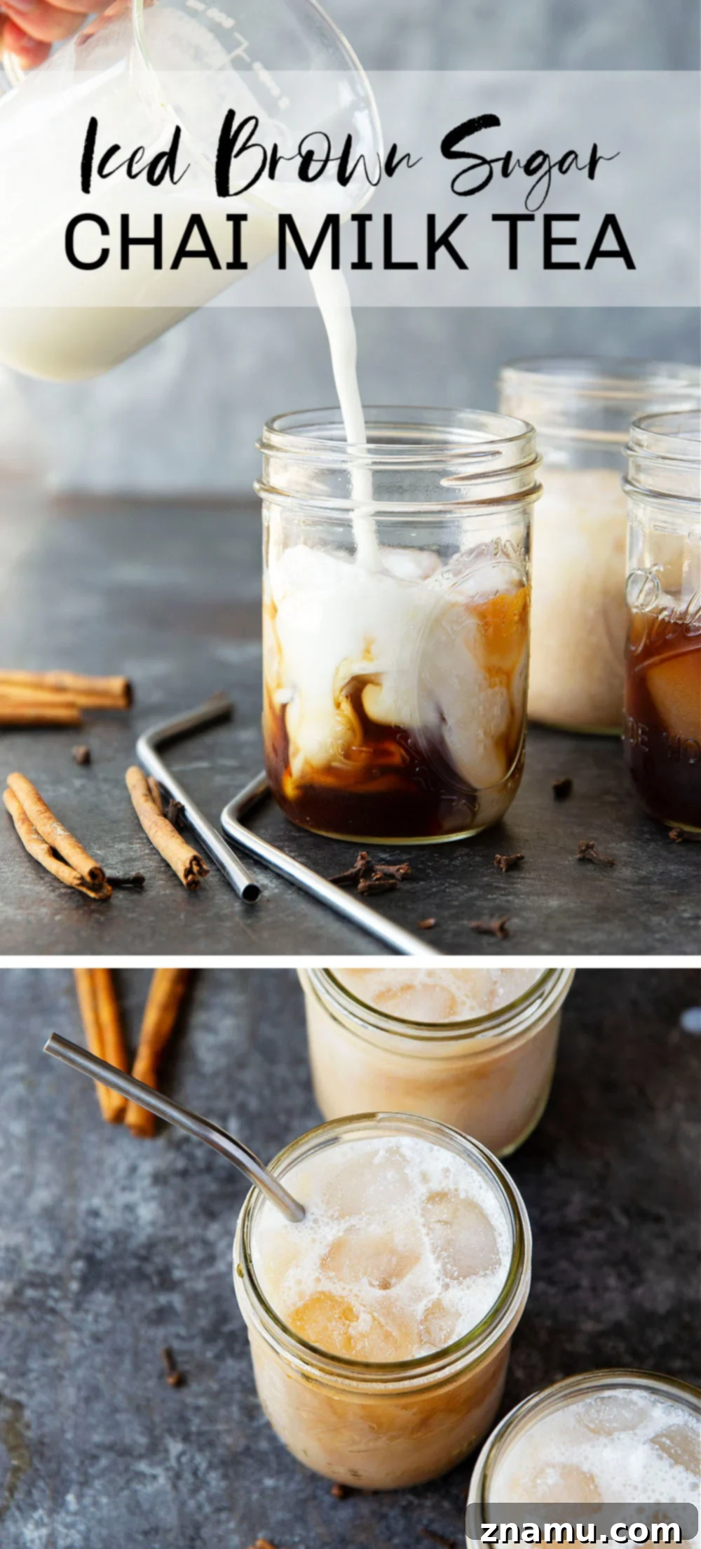 Brown Sugar Chai Chill 7 This iced brown sugar chai milk tea is perfectly spiced, light and creamy, and rivals any coffee shop chai tea! Learn how to make this iced chai at home with a handful of ingredients in under an hour.