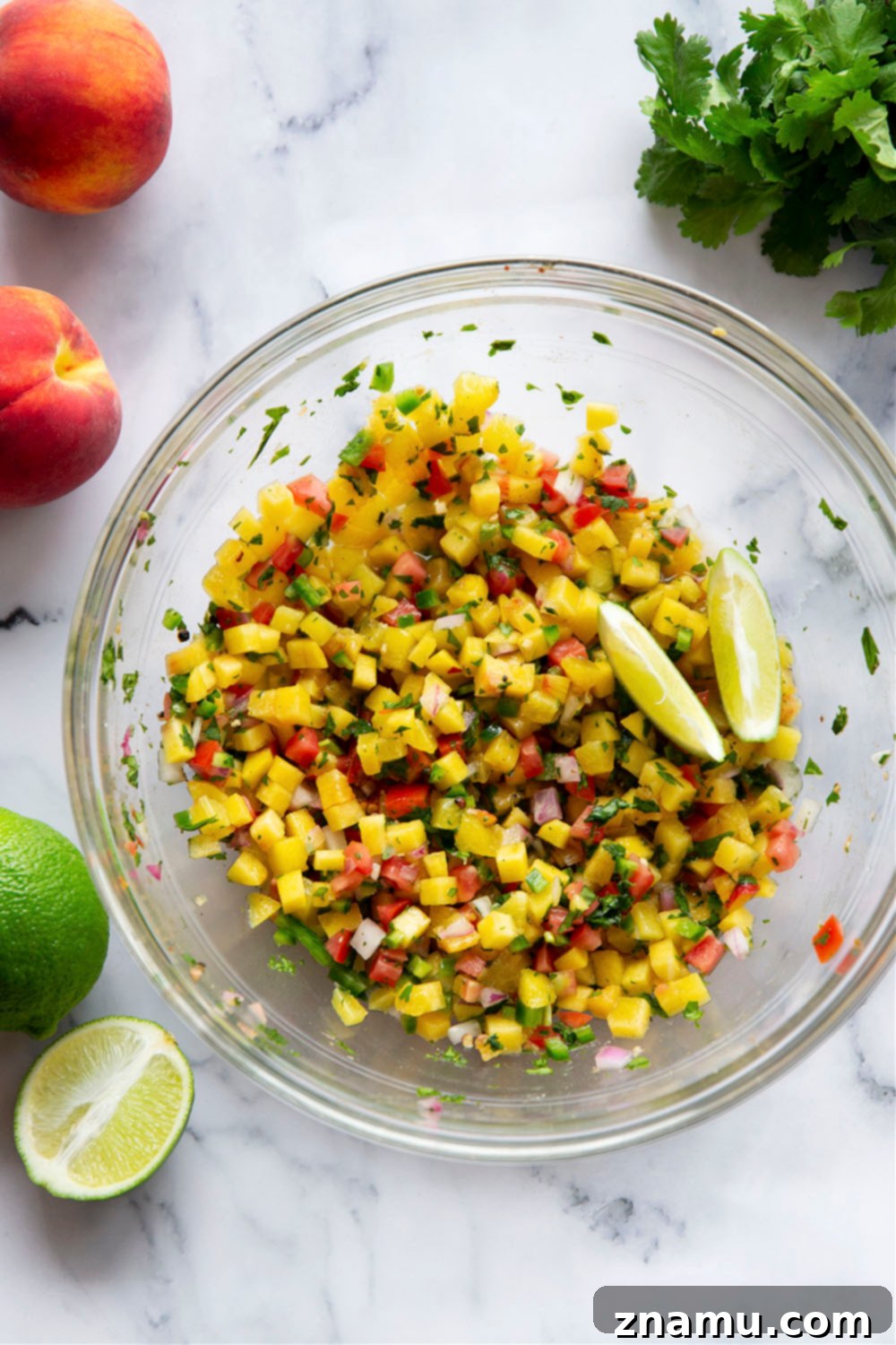 Smoky Blackened Chicken Tacos with Zesty Peach Salsa 3 Blackened chicken tacos feature a homemade blackened seasoning mix coating juicy chicken and a fresh spicy peach salsa on top.