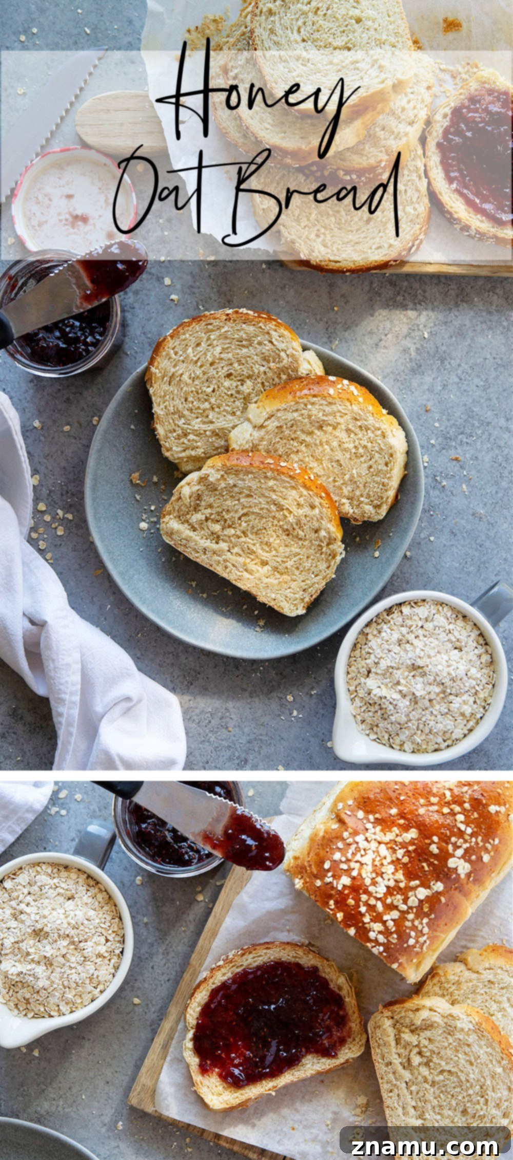 Soft & Sweet Honey Oat Bread 7 Homemade honey oat bread is easy to make at home and perfect for beginning bread bakers! - Try this hearty bread in sandwiches, toast, or warm from the oven with a drizzle of honey!