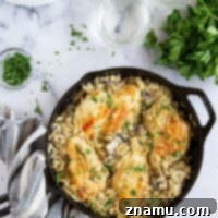 This one pot chicken marsala orzo takes all the work out of traditional chicken marsala and transforms it into a quick, easy weeknight meal made entirely in one pot!