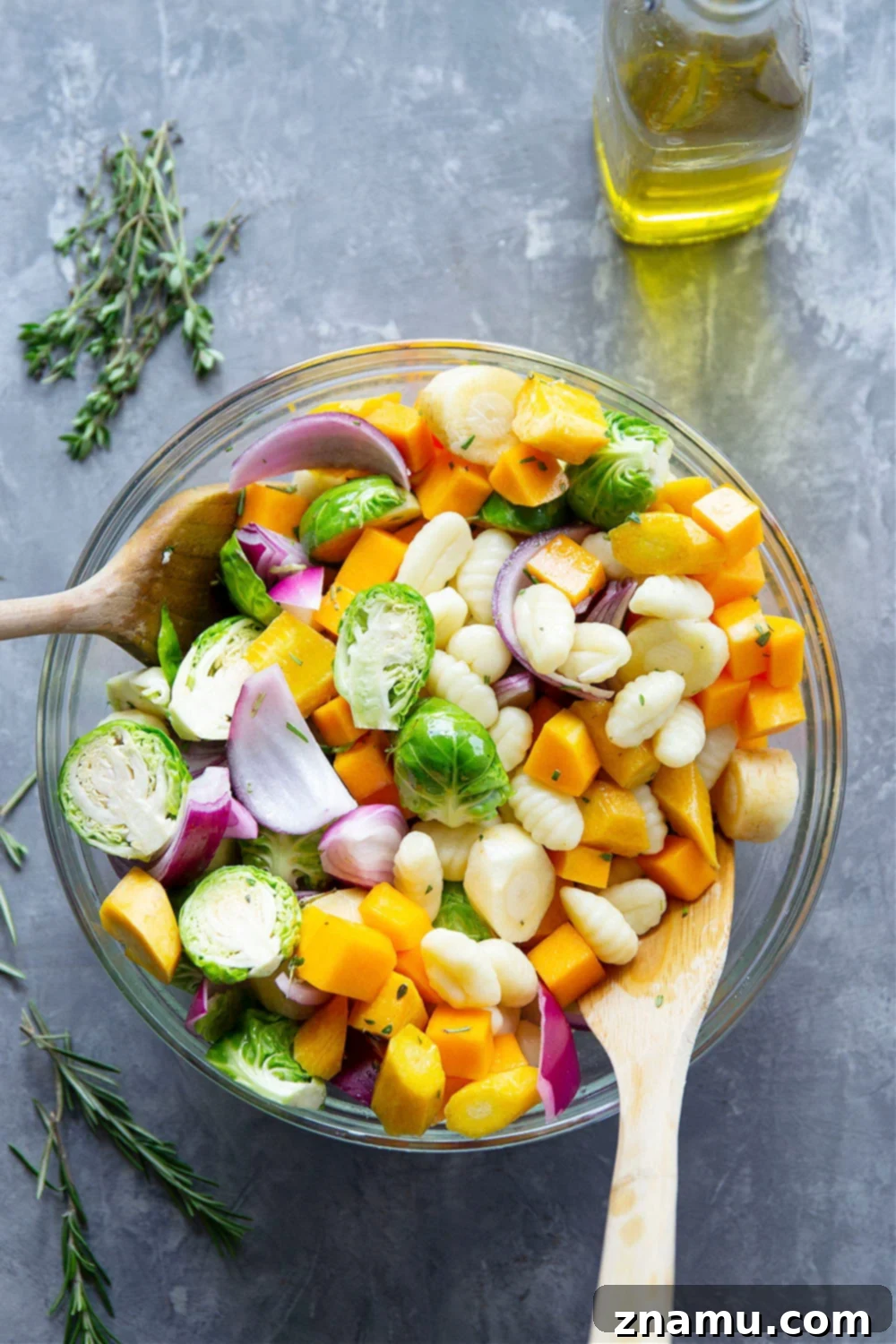 One-Pan Autumn Gnocchi & Roasted Vegetables 3 Sheet pan gnocchi is roasted with hearty fall vegetables entirely on one sheet pan in less than hour for an an easy weeknight dinner with little to no cleanup!