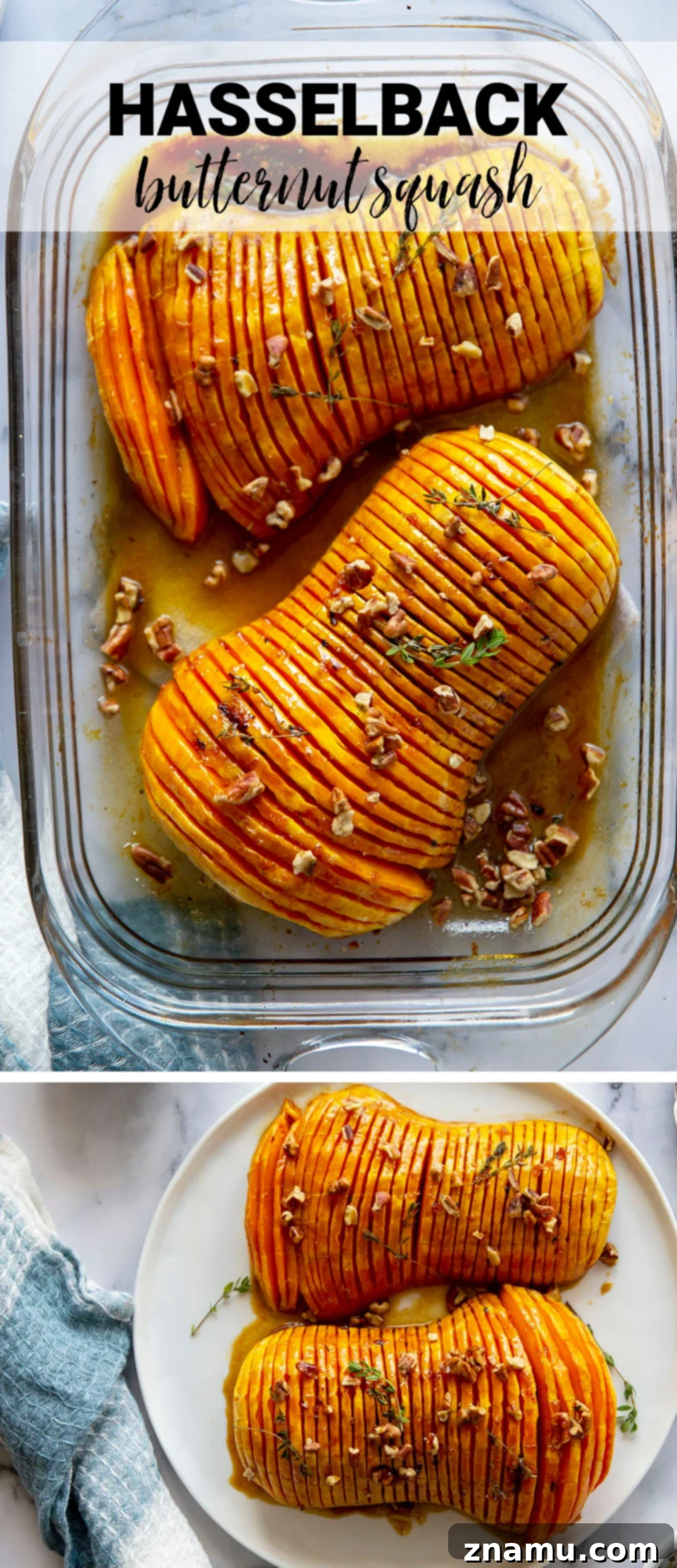 Maple Brown Butter Hasselback Butternut Bliss 7 Hasselback butternut squash is roasted with a sweet maple browned butter sauce and the perfect impressive side dish to put on your holiday table!