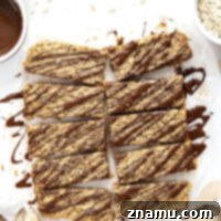 Peanut Butter Banana Oat Bars with chocolate drizzle