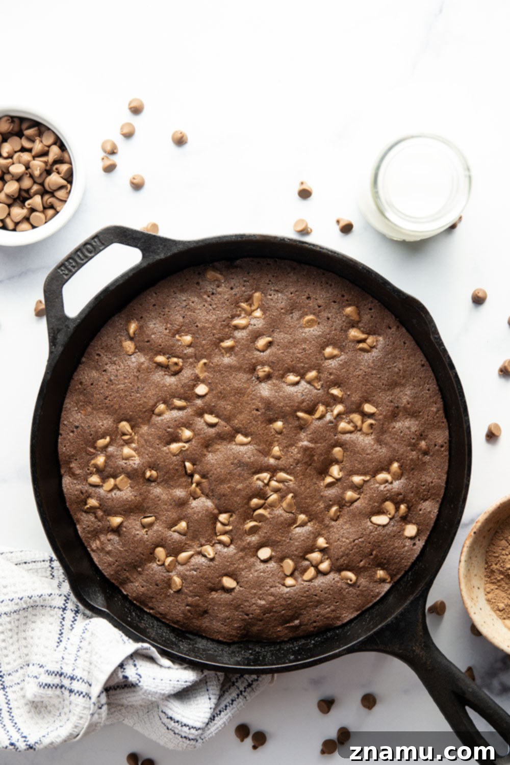 Ultimate Double Chocolate Skillet Brownies 4 Rich and fudgy double chocolate skillet brownies baked in a cast iron skillet and incredible with a scoop of vanilla ice cream on top!