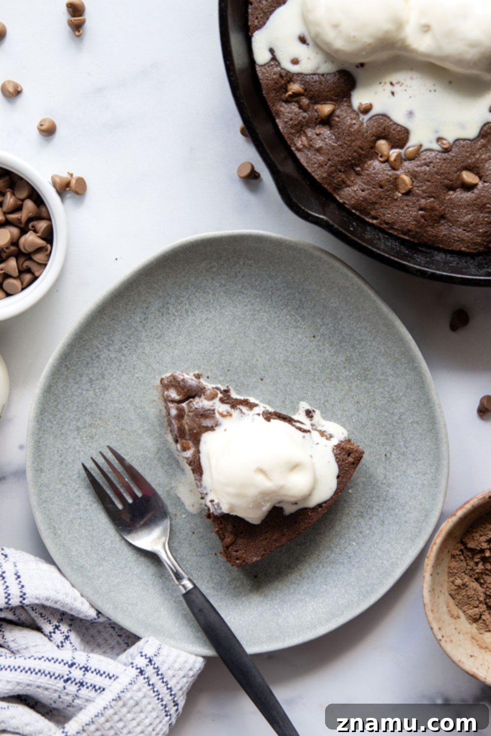 Ultimate Double Chocolate Skillet Brownies 5 Rich and fudgy double chocolate skillet brownies baked in a cast iron skillet and incredible with a scoop of vanilla ice cream on top!