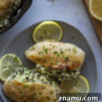 Golden Chicken Stuffed with Spinach, Goat Cheese, and a Bright Lemon Sauce 8 Stuffed with a spinach goat cheese filling and drizzled with a tangy lemon sauce, this goat cheese stuffed chicken is an easy weeknight meal that's guaranteed to impress!