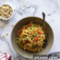 One-Pan Fiery Peanut Noodles 8 Spicy peanut noodles are made in minutes in a skillet and packed with tender vegetables and noodles in a perfectly creamy, spicy peanut sauce.