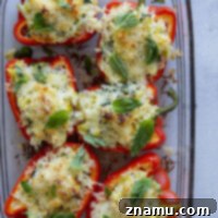 Creamy Spinach Artichoke Risotto Stuffed Bell Peppers 8 Risotto stuffed peppers feature a creamy spinach artichoke risotto stuffed into big sweet peppers and covered in melty mozzarella and fresh herbs.