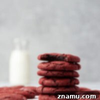 Crimson Velvet Delights 8 Rich and fudgy red velvet cookies are the perfect festive cookie to whip up for any occasion! Roll these beautiful cookies in sparkly red sugar for an extra-fancy touch.