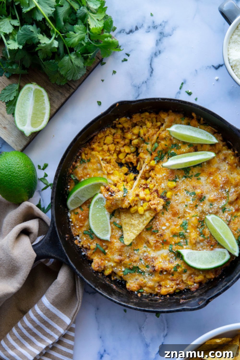 Smoky Chipotle Elote Dip 5 A bowl of fresh sweet corn kernels, ready to be prepared for the smoky and cheesy Mexican street corn dip.