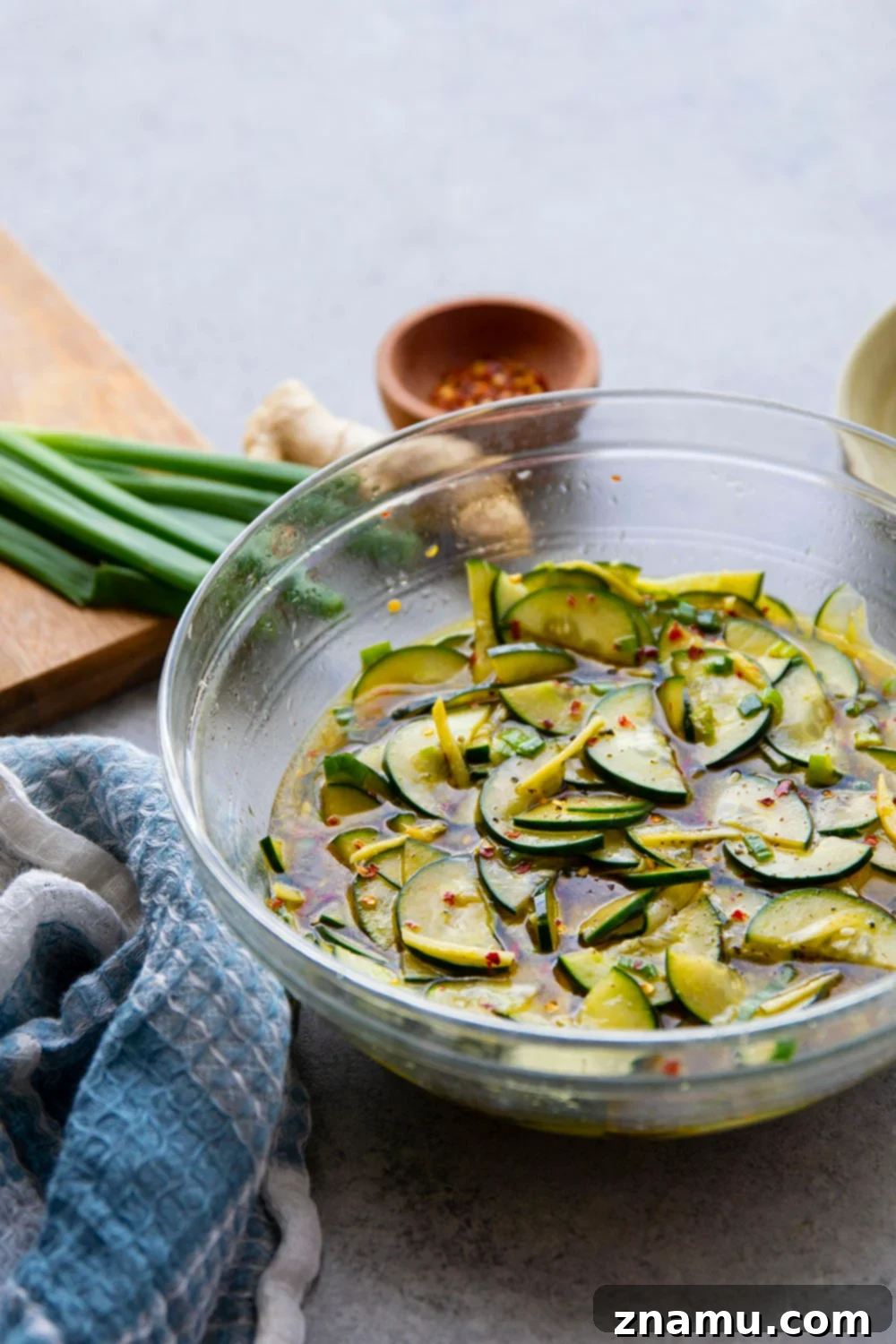 Refreshing Cucumber Ginger Salad 4 Marinated in a spicy ginger dressing and packed with crisp cucumbers, this cucumber ginger salad is a fast summer salad to pull off and perfect for an abundance of cucumbers!