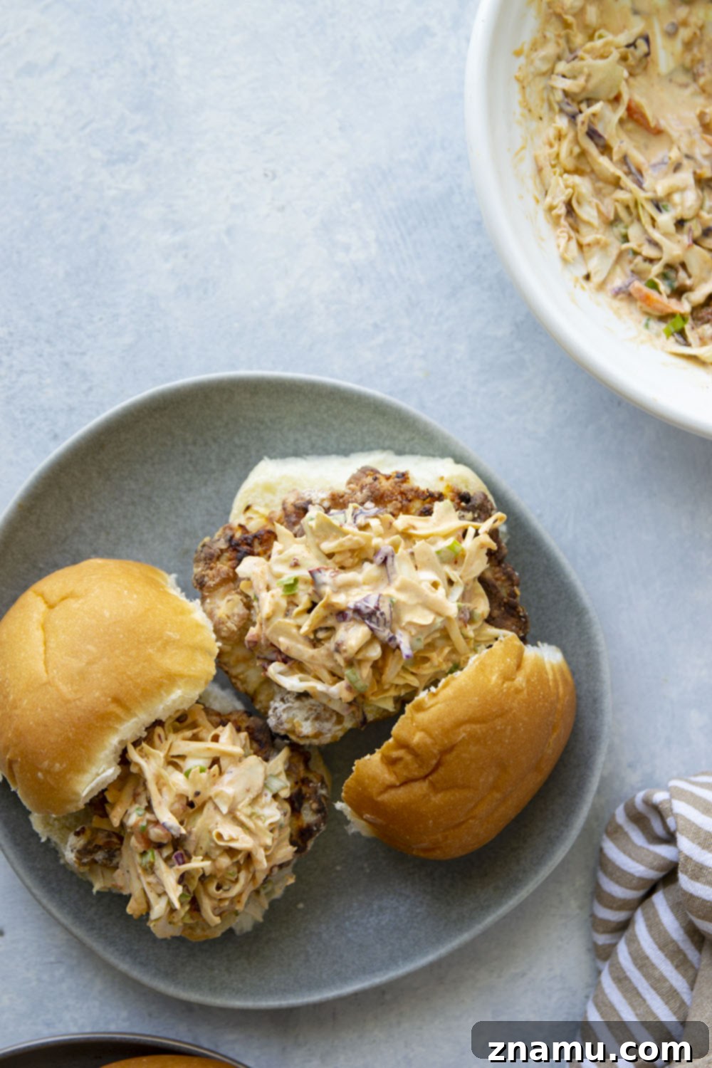 Crispy Air-Fried Chicken Sandwich with Smoky Chipotle Slaw 5 A selection of ingredients for the Air Fryer Chicken Sandwich and Chipotle Slaw.