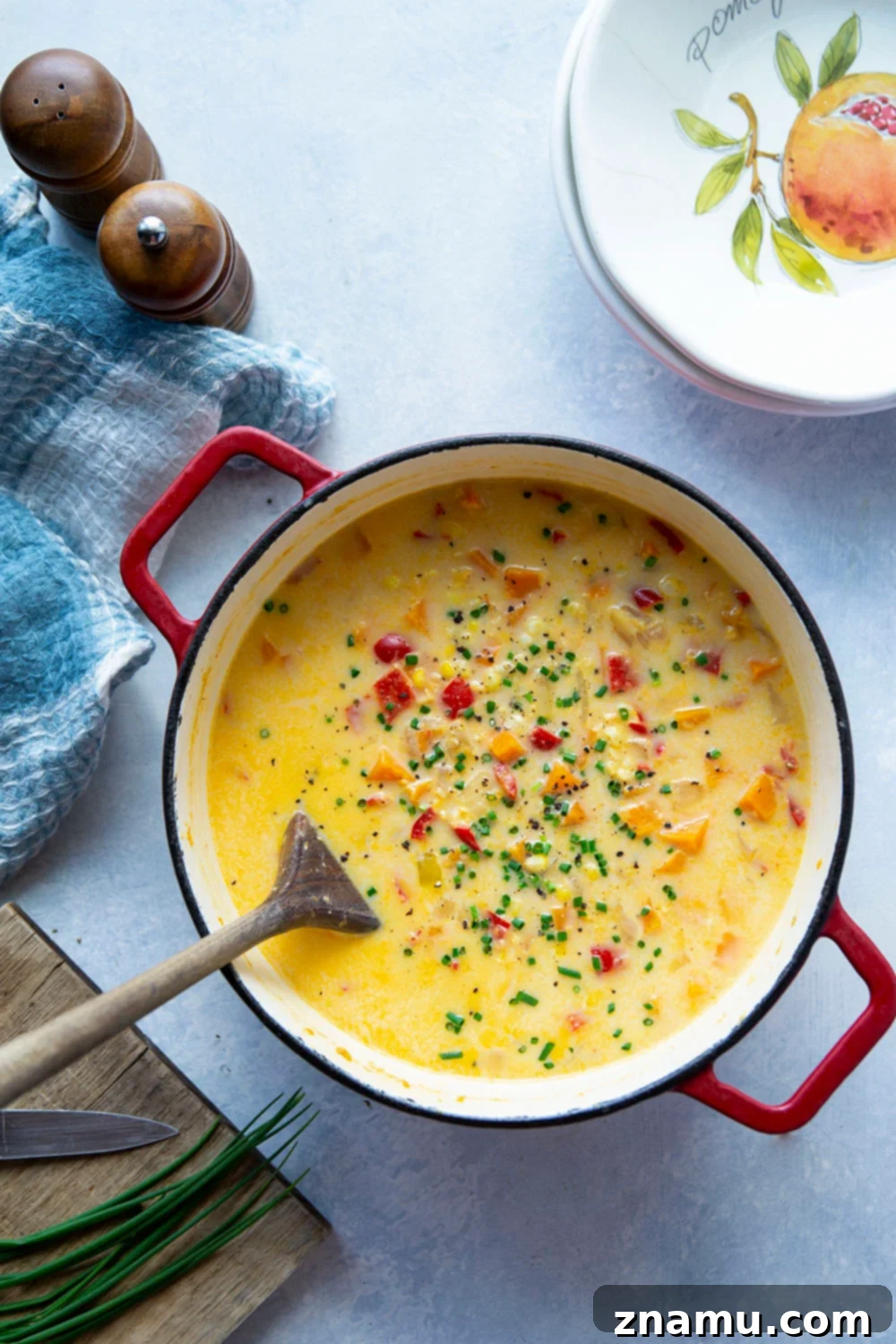 Hearty Sweet Potato Corn Chowder 4 Loaded with sweet corn and tender sweet potato chunks, this sweet potato corn chowder is a healthier version of the classic soup and the perfect use for extra sweet corn!